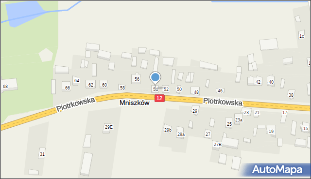 Mniszków, Piotrkowska, 54, mapa Mniszków