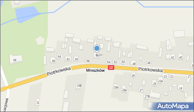 Mniszków, Piotrkowska, 56, mapa Mniszków