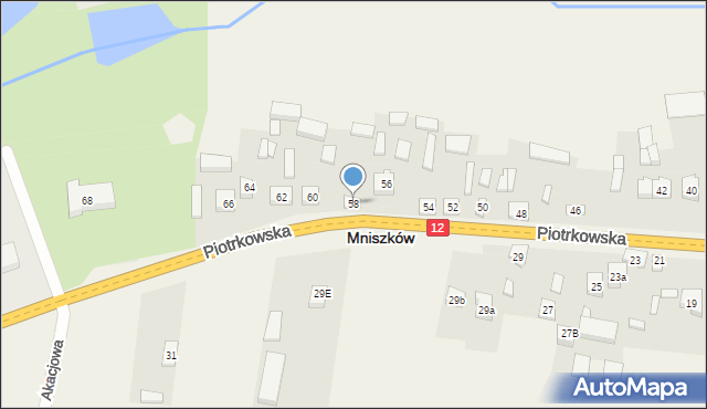 Mniszków, Piotrkowska, 58, mapa Mniszków