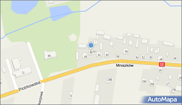 Mniszków, Piotrkowska, 64, mapa Mniszków