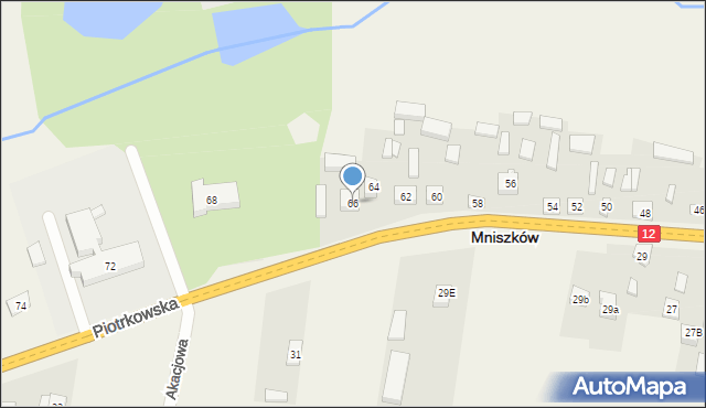 Mniszków, Piotrkowska, 66, mapa Mniszków