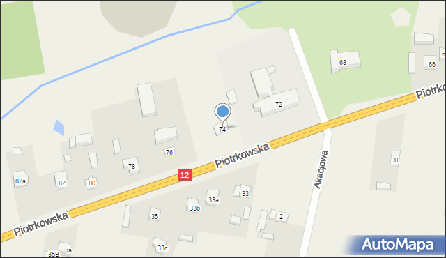 Mniszków, Piotrkowska, 74, mapa Mniszków