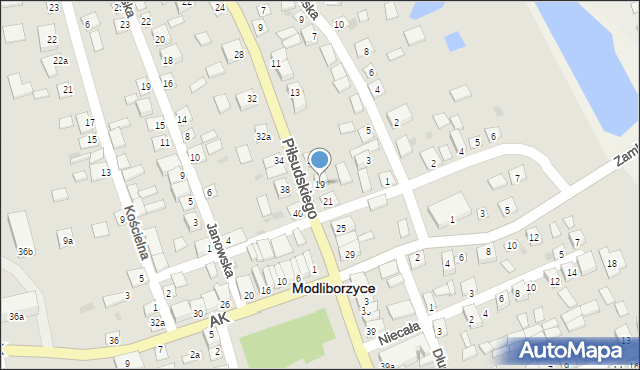 Modliborzyce, Piłsudskiego Józefa, marsz., 19, mapa Modliborzyce