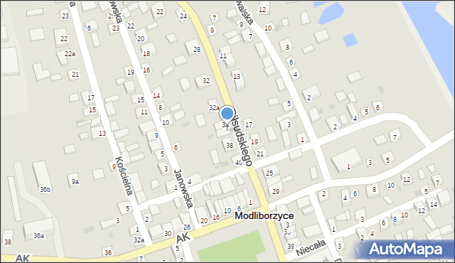 Modliborzyce, Piłsudskiego Józefa, marsz., 36, mapa Modliborzyce