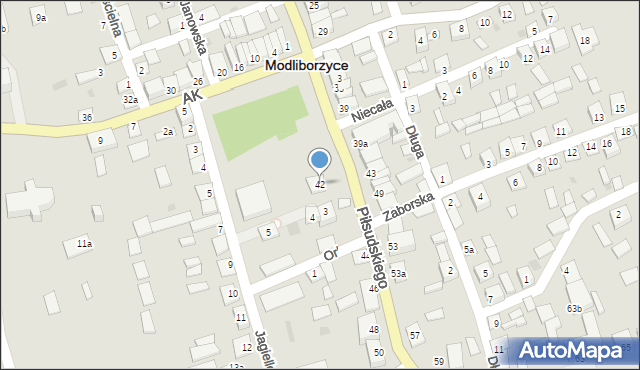 Modliborzyce, Piłsudskiego Józefa, marsz., 42, mapa Modliborzyce