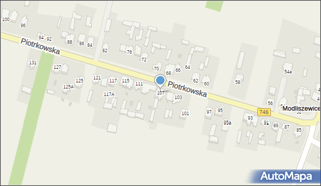 Modliszewice, Piotrkowska, 107, mapa Modliszewice