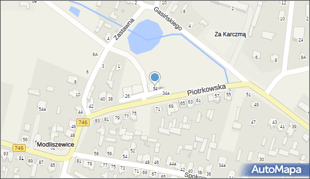 Modliszewice, Piotrkowska, 34, mapa Modliszewice