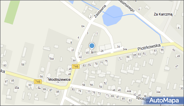 Modliszewice, Piotrkowska, 38, mapa Modliszewice