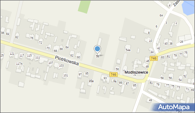 Modliszewice, Piotrkowska, 58, mapa Modliszewice