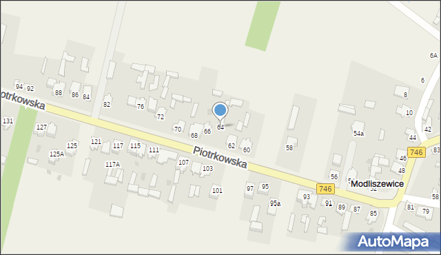 Modliszewice, Piotrkowska, 64, mapa Modliszewice