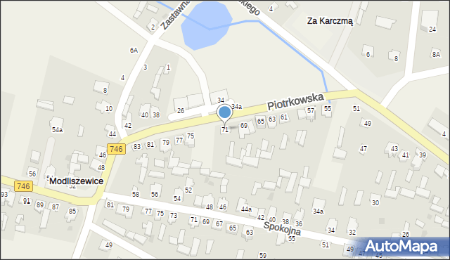 Modliszewice, Piotrkowska, 71, mapa Modliszewice