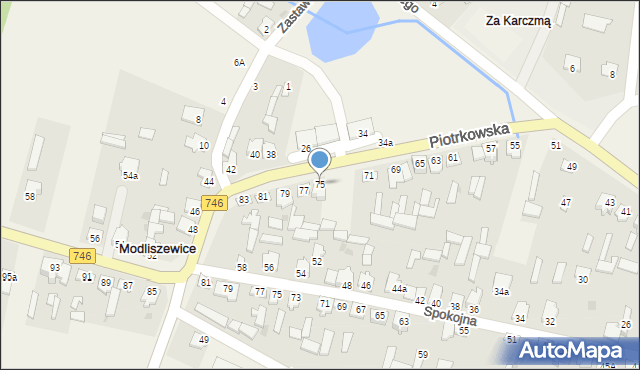 Modliszewice, Piotrkowska, 75, mapa Modliszewice