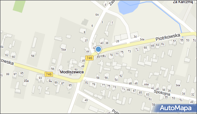 Modliszewice, Piotrkowska, 83, mapa Modliszewice