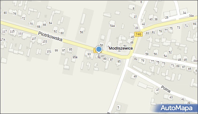 Modliszewice, Piotrkowska, 91, mapa Modliszewice
