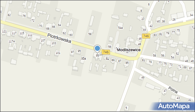 Modliszewice, Piotrkowska, 93, mapa Modliszewice