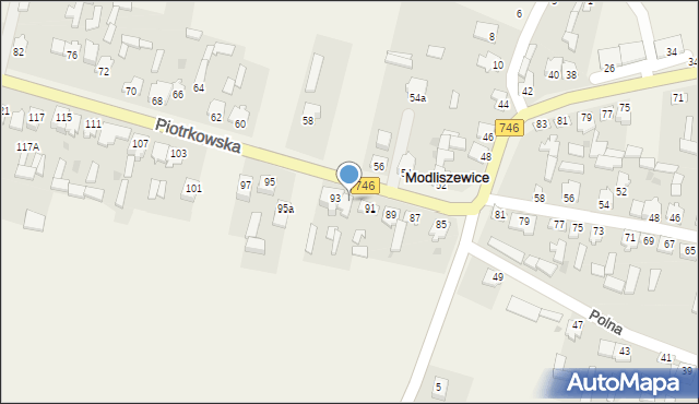 Modliszewice, Piotrkowska, 93a, mapa Modliszewice