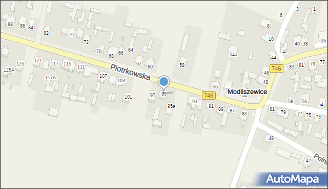 Modliszewice, Piotrkowska, 95, mapa Modliszewice