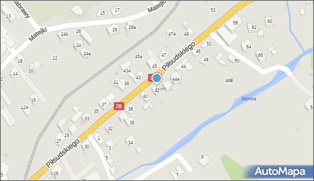 Mszana Dolna, Piłsudskiego Józefa, marsz., 42, mapa Mszana Dolna