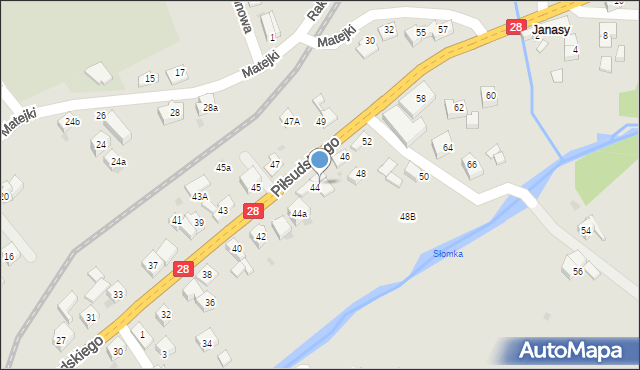 Mszana Dolna, Piłsudskiego Józefa, marsz., 44B, mapa Mszana Dolna