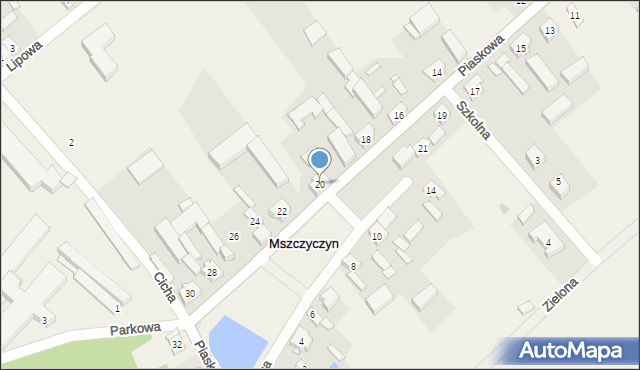 Mszczyczyn, Piaskowa, 20, mapa Mszczyczyn