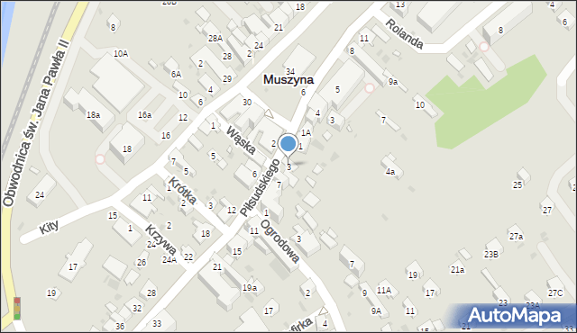 Muszyna, Piłsudskiego Józefa, marsz., 3, mapa Muszyna