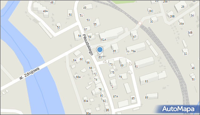 Muszyna, Piłsudskiego Józefa, marsz., 63, mapa Muszyna