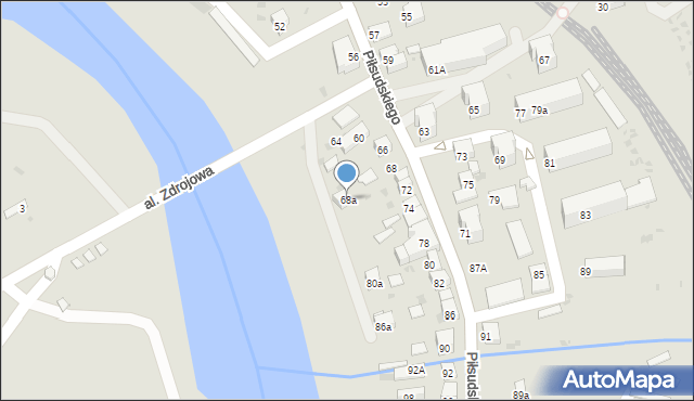 Muszyna, Piłsudskiego Józefa, marsz., 68a, mapa Muszyna