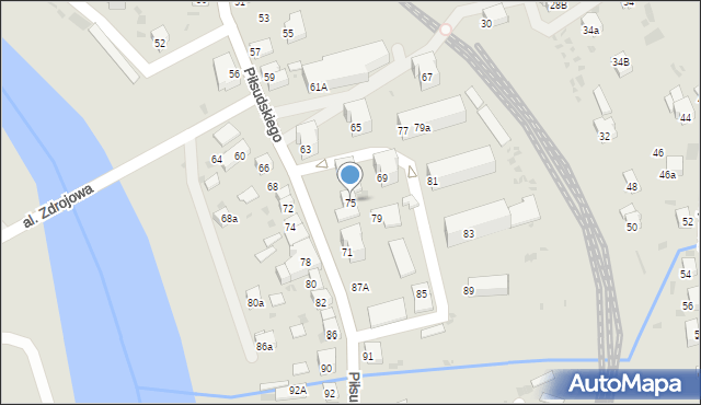 Muszyna, Piłsudskiego Józefa, marsz., 75, mapa Muszyna