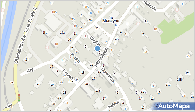 Muszyna, Piłsudskiego Józefa, marsz., 8, mapa Muszyna