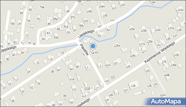 Myślenice, Piastów, 4, mapa Myślenice