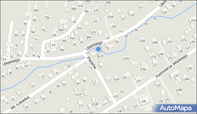 Myślenice, Piastów, 6, mapa Myślenice