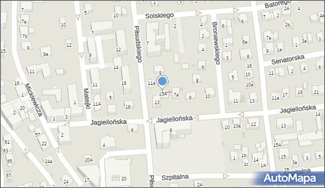 Myślenice, Piłsudskiego Józefa, marsz., 13A, mapa Myślenice