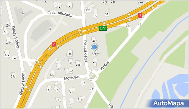 Myślenice, Piłsudskiego Józefa, marsz., 43, mapa Myślenice