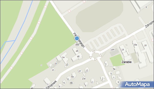 Myślenice, Piłsudskiego Józefa, marsz., 48a, mapa Myślenice