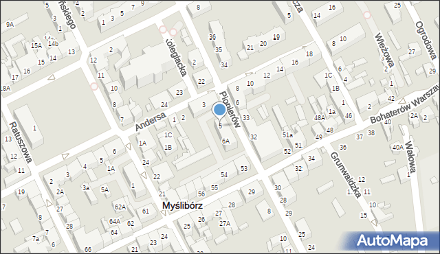 Myślibórz, Pionierów, 5, mapa Myślibórz
