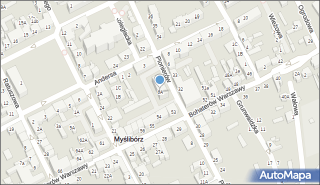 Myślibórz, Pionierów, 6A, mapa Myślibórz