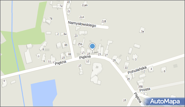 Myszków, Piękna, 21, mapa Myszków