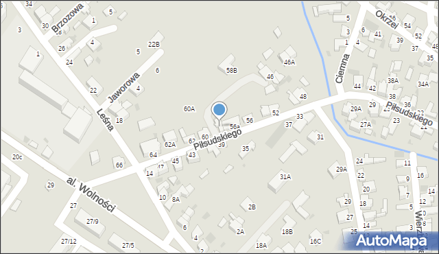 Myszków, Piłsudskiego Józefa, marsz., 58A, mapa Myszków