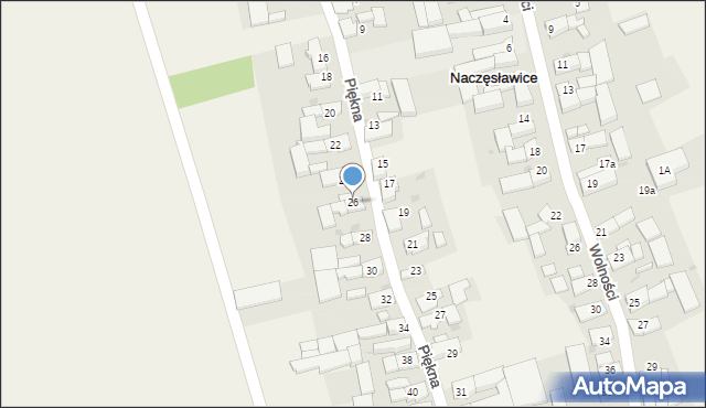 Naczęsławice, Piękna, 26, mapa Naczęsławice