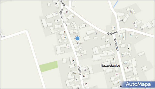 Naczęsławice, Piękna, 5, mapa Naczęsławice