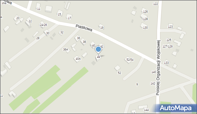 Nasielsk, Piaskowa, 44, mapa Nasielsk