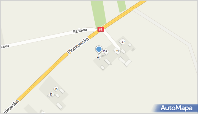 Niechcice, Piotrkowska, 43, mapa Niechcice