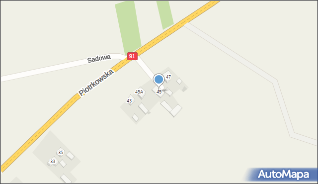 Niechcice, Piotrkowska, 45, mapa Niechcice