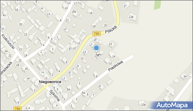 Niegowonice, Pilicka, 13B, mapa Niegowonice