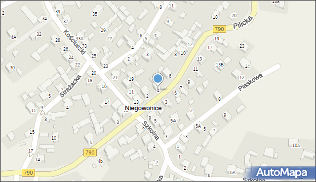 Niegowonice, Pilicka, 4, mapa Niegowonice