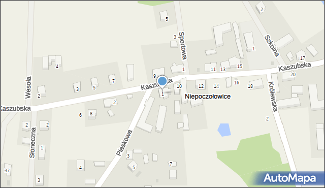 Niepoczołowice, Piaskowa, 1, mapa Niepoczołowice