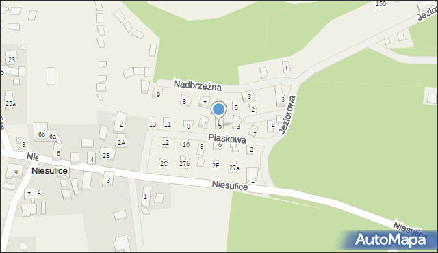 Niesulice, Piaskowa, 5, mapa Niesulice