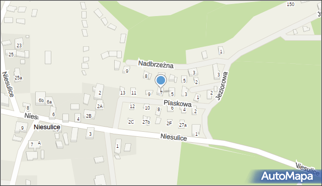 Niesulice, Piaskowa, 7, mapa Niesulice