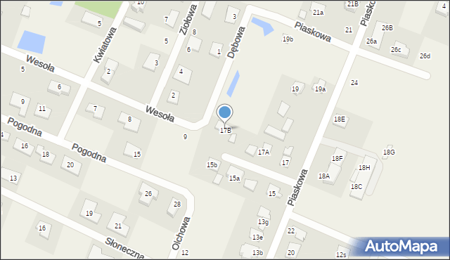 Niewodnica Korycka, Piaskowa, 17B, mapa Niewodnica Korycka