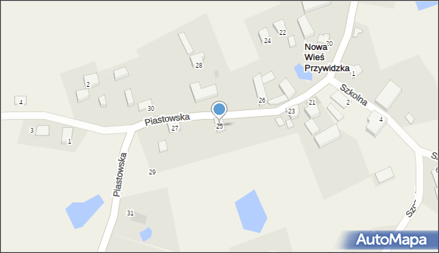 Nowa Wieś Przywidzka, Piastowska, 25, mapa Nowa Wieś Przywidzka